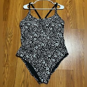 Hurley Black and White One Piece Swimsuit